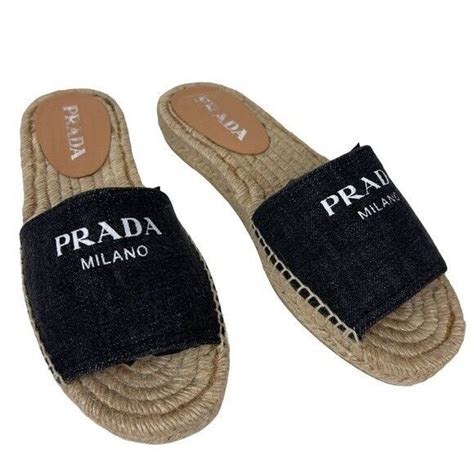 logo espadrille slide sandal prada|prada chunky heel sandal.